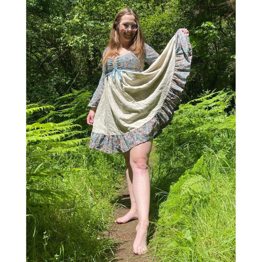 Handmade Corset Bodice Vintage Inspired Gunne Sax Style Dress Medium